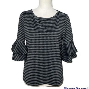 CeCe Ruffle bell sleeve knit top